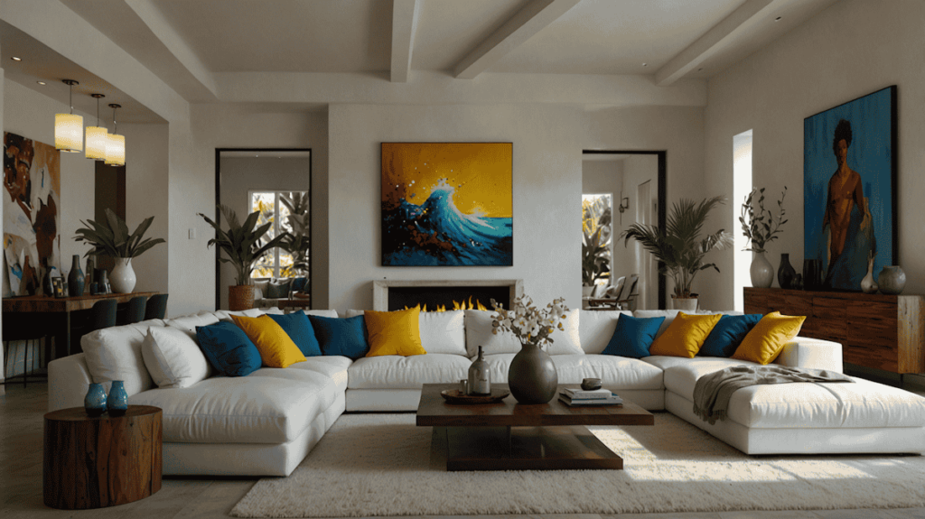 Luxury Living room cleaned after a Party.