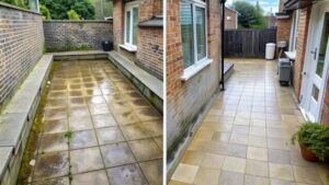 A small back Patio, before and after cleaning