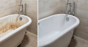 Before after cleaning family bath