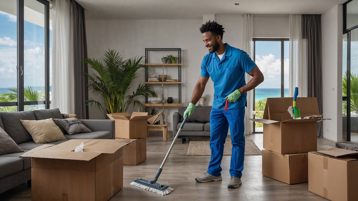 Team Memeber doing a clean after a tenant as moved out